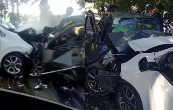 En Envigado, carros se estrellaron de frente y una persona quedó atrapada