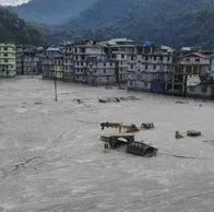 Desbordamiento de lago glaciar en India en los montes del Himalaya han provocado la muerte de 77 personas y más de 100 desaparecidos.