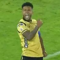 Wilson Morelo celebrando el gol que cerró la victoria 0-5 contra Santa Fe.