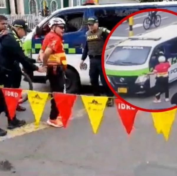 Policías en Bogotá capturaron a funcionario del IDRD que les reclamó por invadir ciclovía.