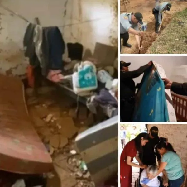 Abuela de 101 años y su hijo también adulto mayor vivían en una casa a punto de destruirse en Santander; Policías la reconstruyeron.