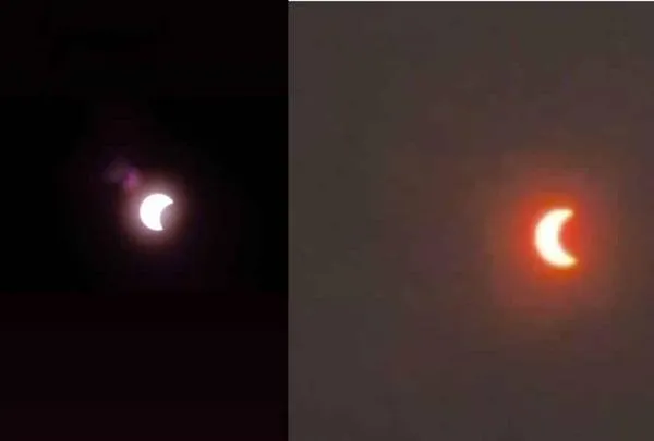 Así se vio el eclipse solar en Cali al estar en su punto máximo, algunas fotos