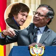 Fotos de Gustavo Petro y Javier Milei, en nota de que el presidente de Colombia brincó a elecciones en Argentina, por Milei y Sergio Massa