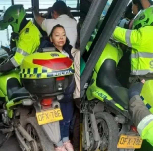 La multa que le impondrían a policía que subió moto, en hora pico, a Transmilenio, en San Cristóbal, en Bogotá. Se pronunció la Policía.