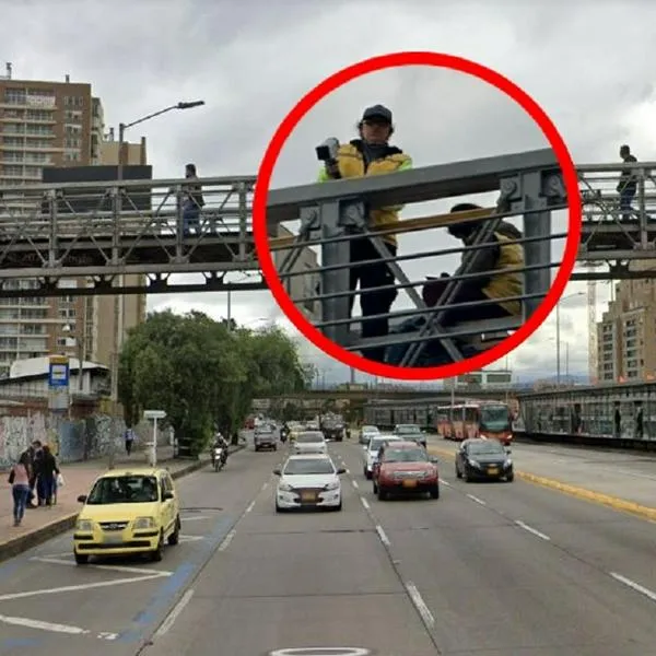 Funcionarios poniendo fotomultas ilegales en avenida NQS de Bogotá.