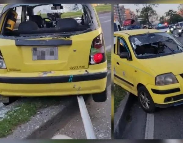 Taxista no se unió a paro en Bogotá por llevar a esposa al hospital y colegas le rompieron los vidrios del carro