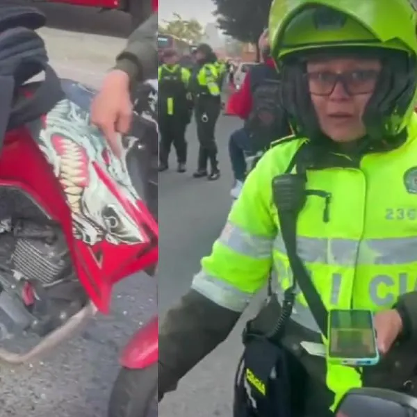 La patrullera Jennifer Sánchez, famosa por inmovilizar motos con calcomanías en Bogotá.
