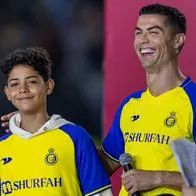 Igual a papá, Cristiano Jr. marcó su primer gol en Árabia desde el punto penal