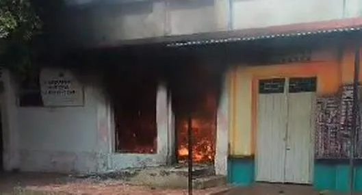 Reportan quema de sede de la Registraduría Nacional en Gamarra, Cesar