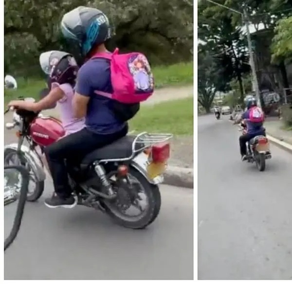 ¿Irresponsables todos?: Enseñándole a manejar a la niña en pleno tráfico de la Simón Bolívar, y motorizado que reclamó, grabando y manejando