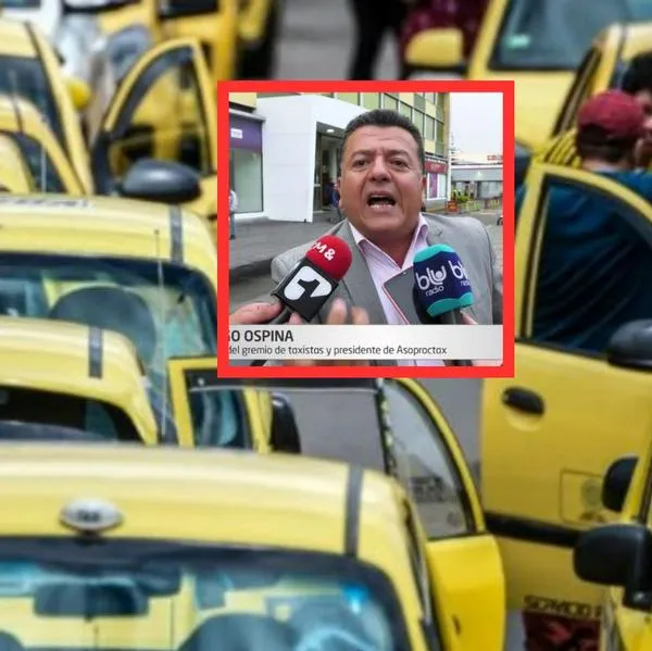 Hugo Ospina, líder gremial de los taxistas en Bogotá, se fue contra el presidente Gustavo Petro por la gasolina y los incumplimientos. Armaron protesta.  