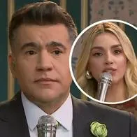 Fotos de Carlos Calero y de Melina Ramírez, en nota de que la presentadora de 'Yo me llamo' paró a su colega y le remarcó que es casado