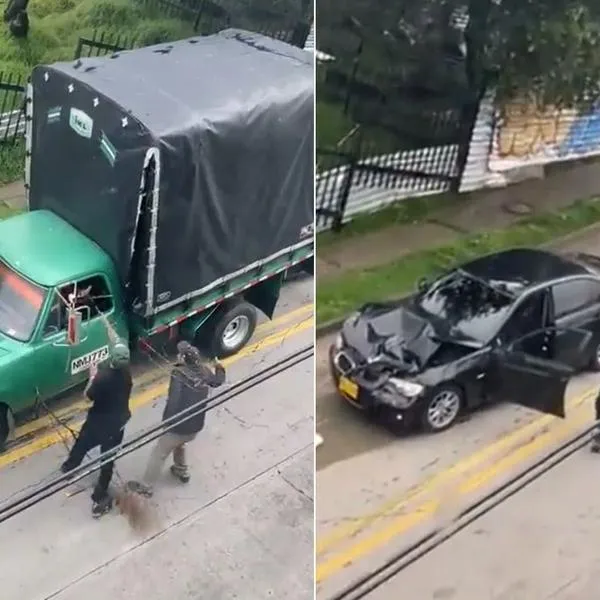 Borrachos en BMW estrellaron camión y agredieron a chofer exigiéndole pago en Bogotá: video viral y qué pasó.