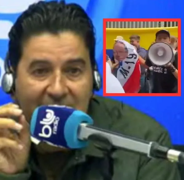 Néstor Morales se peleó en Blu Radio con hombre que quemó muñeco de Gustavo Petro. El periodista lo tildó de "irresponsable" por sus actos. 