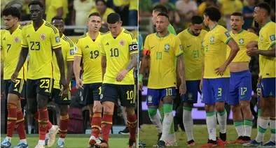 Formaciones de Colombia y Brasil para partido de Eliminatorias hoy: titulares con James Rodríguez y Luis Díaz.