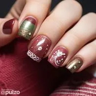 Ideas de decoración de uñas para Navidad.