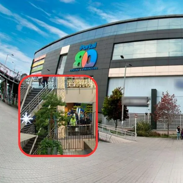 Entrada del centro comercial Portal 80, donde una joven cayó del tercer piso luego de, supuestamente, haber discutido con su madre