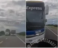 Accidentalidad no da tregua en la vía Ciénaga-Barranquilla, un bus por adelantar casi se estrella y la moto alcanzó a frenar