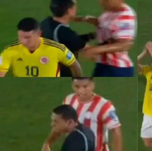 Piden nacionalizar al árbitro Jesús Valenzuela tras frenar a jugador paraguayo que empujaba a James Rodríguez para que saliera del campo en Eliminatorias.