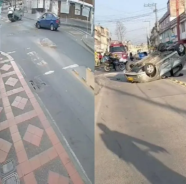 Conductor escapó después de volcar un carro en Puente Aranda, Bogotá