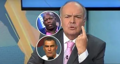 Fotos de Iván Mejía, de 'Tino' Asprilla y de Faryd Mondragón, en nota de que el periodista no se contuvo contra exfutbolistas de Win Sports y ESPN.