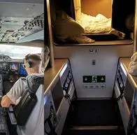 Pilotos de aviones duermen en una pequeña habitación durante los viajes largos