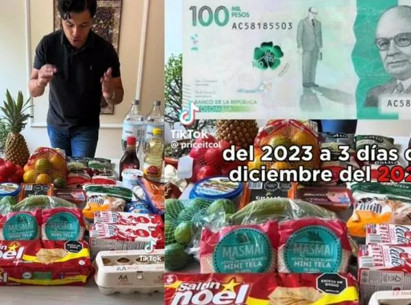 Tiktoker comparó un mercado de $100.000 hecho en enero versus en noviembre del 2023