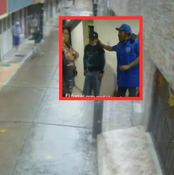 Foto de atraco en Bogotá, en el que papá regañó a ladrón