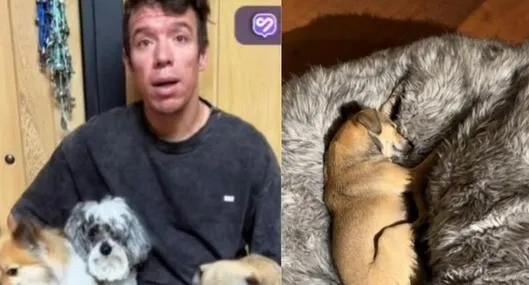 Rigoberto Urán muestra a una perra que adoptó recientemente, la cual fue maltratada durante toda su vida