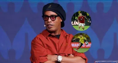 Ronaldinho no se olvidó de James Rodríguez y Luis Díaz en su paso por Medellín.