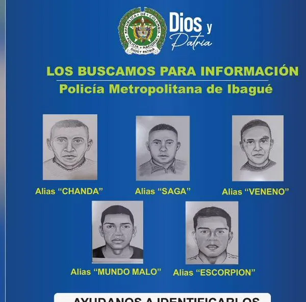 Este es el cartel de los cinco delincuentes más buscados en Ibagué ¿Los conoce? 