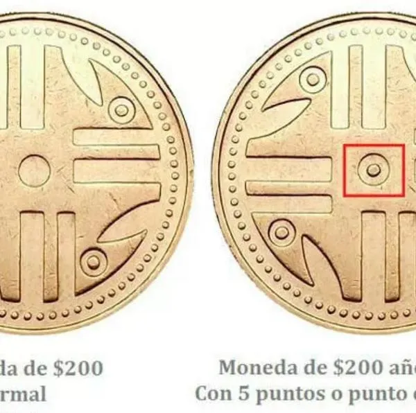 3 monedas colombianas de $ 200 y $ 500 que valdrían hasta $ 200 millones. Los ejemplares tienen ciertos errores o irregularidades. 