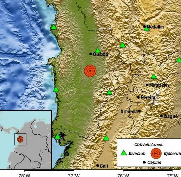 Temblor hoy en Colombia; sismo fue de 3,1 y el epicentro fue  Managrú, Chocó. No reportan afectaciones.