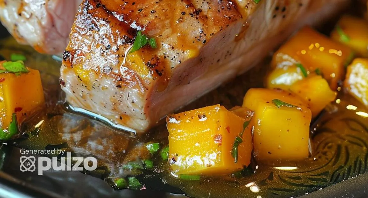 Receta de lomo de cerdo en salsa de mango.