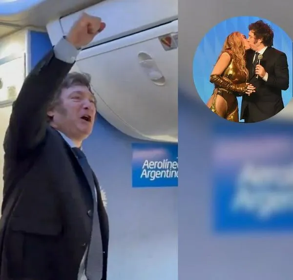 Video | Milei viajó 400 kilómetros en vuelo comercial para darle tremendo beso a su novia
