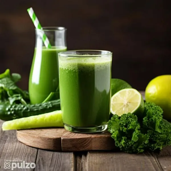 Cómo hacer un batido o jugo verde para perder peso y adelgazar rápido. Necesita apio, pepino, naranja, limón, piña y una taza de agua.