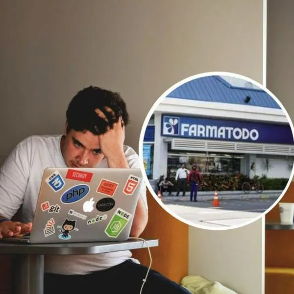 Foto de hombre preocupado y de Farmatodo, en nota de que correo de esa empresa abrió controversia en redes sociales: por qué fue tendencia y qué dicen