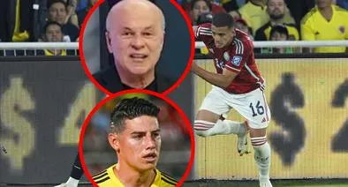 Carlos Antonio Vélez y James Rodríguez, en los círculos, junto a Kevin Castaño, revelación de Selección Colombia.