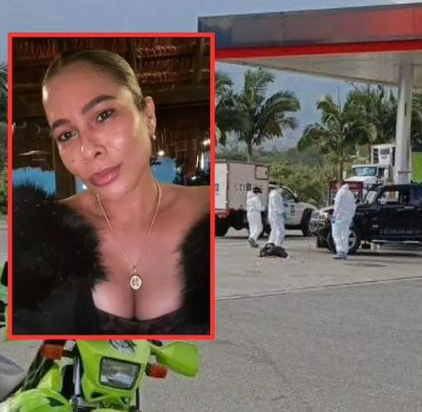 En esta estación de gasolina de Girardota, Antioquia, fue asesinada Patricia Orrego, esposa de comandante del Eln, alias 'Horqueta'. Tanqueaba una camioneta Hummer