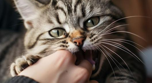 Razones por las que los gatos muerden las manos