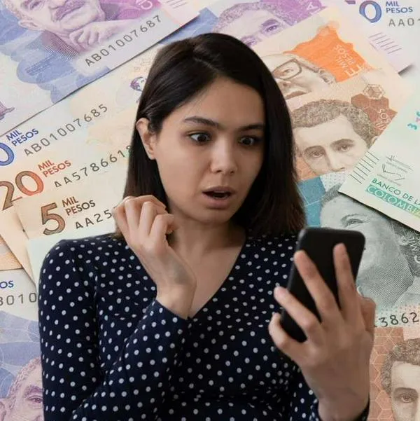 Fotos de dinero colombiano y mujer sorprendida, en nota de réditos en Bancolombia, Davivienda y más y que explican si se deben renegociar por tasa de interés