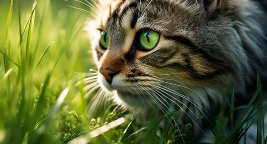 Razones por las que su gato vomita cuando come hierbas o pasto. Pueden ser problemas digestivos, instinto, suplemento, estímulo para el vómito.
