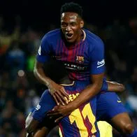 Yerry Mina durante su etapa con Barcelona. Ahora, el zaguero central de la Fiorentina podría volver a La Liga de España