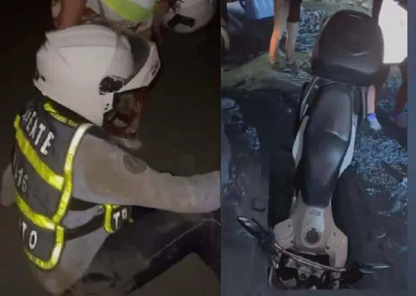 Video: Un guarda de tránsito se cayó a una alcantarilla en Ciudad del Campo