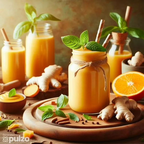 Jugo de naranja y jengibre para limpiar el hígado y mejorar sus funciones. Un hígado limpio favorece la absorción de nutrientes.