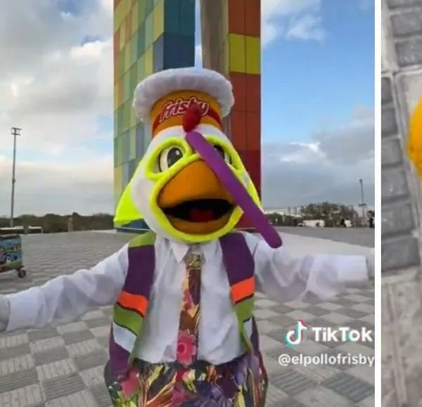 ¡Modo Carnaval! Pollo de Frisby deslumbra en Barranquilla disfrazado de marimonda