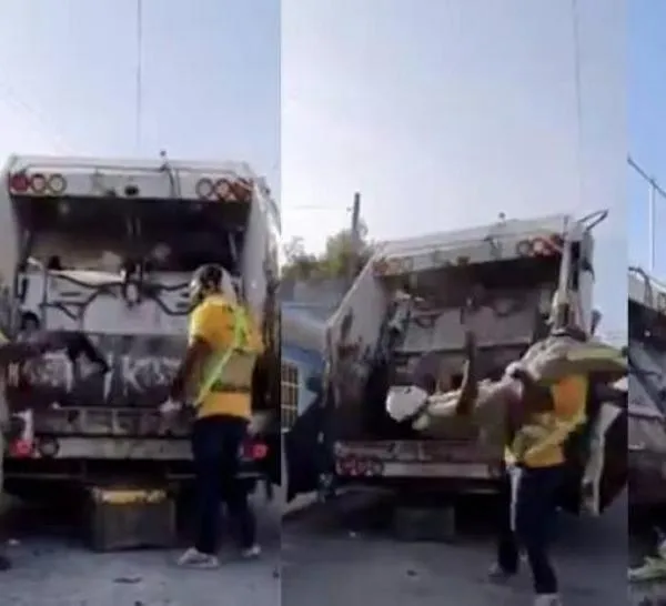 Trabajadores de aseo usaron camión de basura para pelear