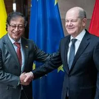 Gustavo Petro y el canciller de Alemania, quienes estuvieron reunidos hablando de la transición energética.