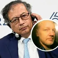 Fotos de Gustavo Petro y de Julian Assange, en nota de que el presidente apoyó al australiano y prensa libre, a pesar de peleas en Colombia