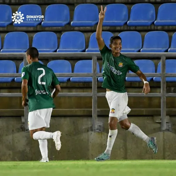 Miller Bacca, el sobrino de Carlos Bacca, celebrando un gol con el Barranquilla F . C.